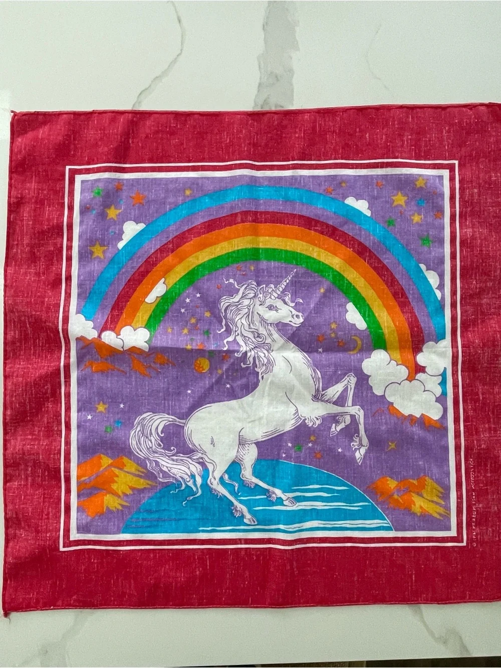 Vintage 1980s Unicorn Rainbow Bandana